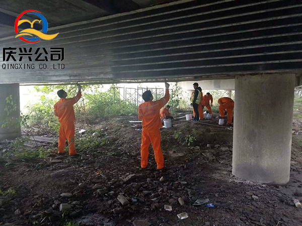 庆兴公司湖北黄黄高速桥梁养护加固工程施工